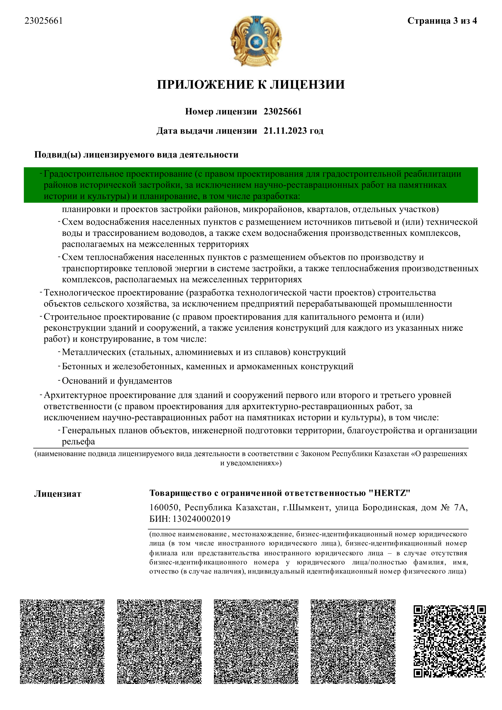 Лицензия на ПР-3 ТОО HERTZ-4